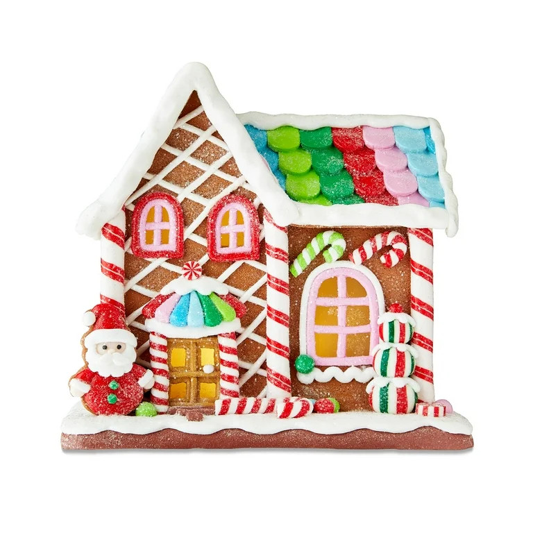 Light-Up Christmas Village Gingerbread House, 5.5 in, Multi-Color, by Holiday Time | Walmart (US)