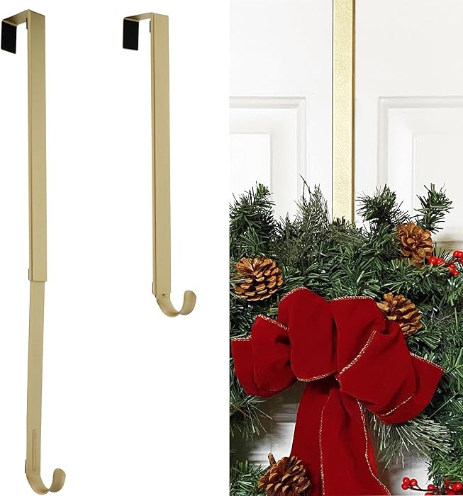 Haute Decor Adapt Adjustable Wreath Hanger (Textured Gold) - Over The Door Wreath Hanger for Fron... | Amazon (US)