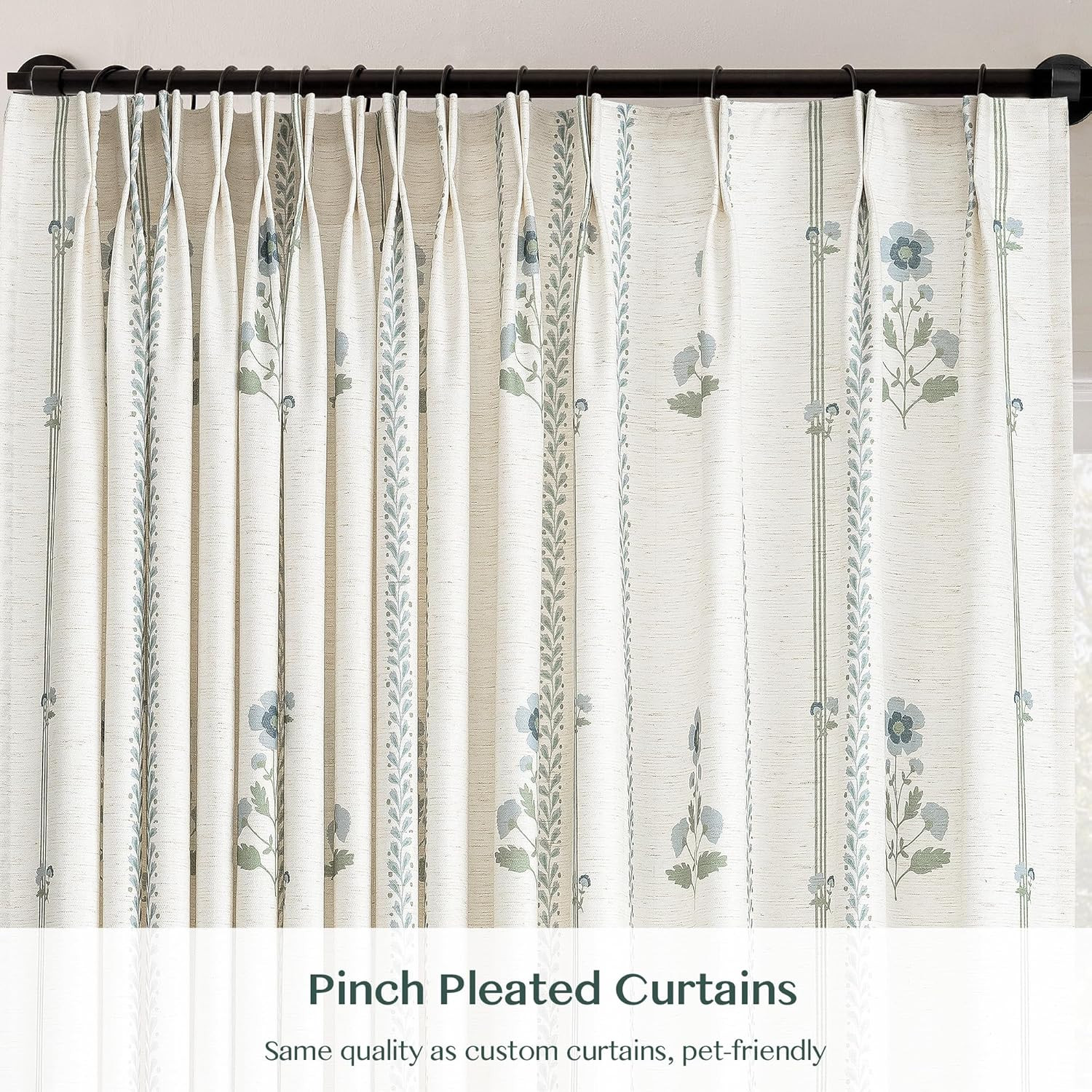 Pinch Pleated Curtains for Living Room Bedroom Dining Room - 84 Inches Light Filtering Floral Cur... | Amazon (US)