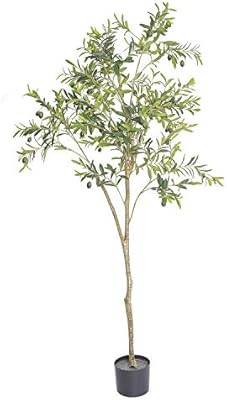 Bluecho 6FT Faux Olive Tree Potted Silk Artificial Plants in Pots for Home Decor Indoor Outdoor (... | Amazon (US)