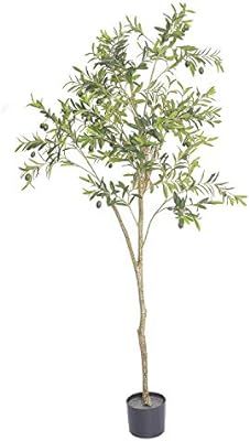 Bluecho 6FT Faux Olive Tree Potted Silk Artificial Fruit Plants Tree in Pots for Home Decor Indoo... | Amazon (US)