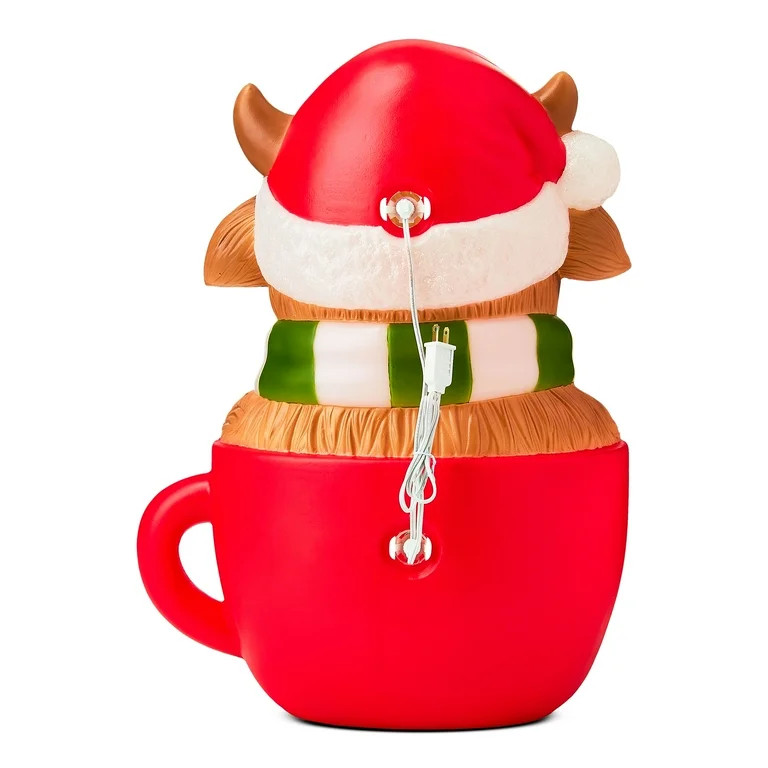 Lighted Blow Mold Cow in Mug Outdoor Christmas Decoration, Multicolor, 24", by Holiday Time | Walmart (US)
