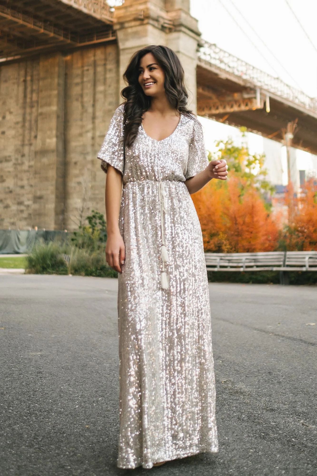 Celia Silver Sequin Maxi Dress | Morning Lavender