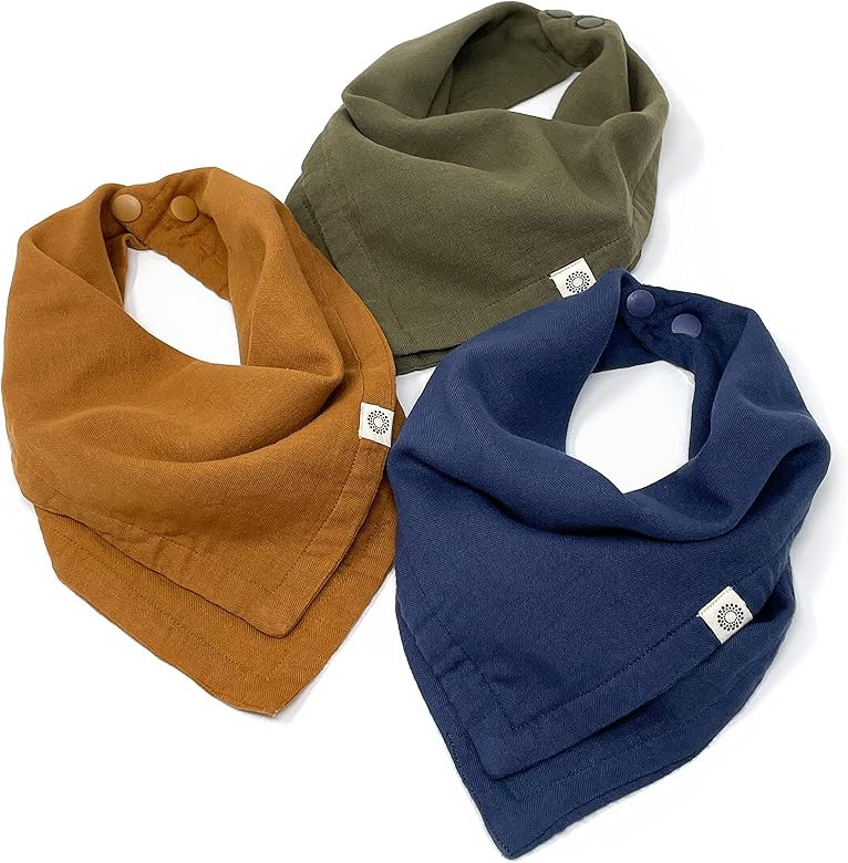Indi by Kishu Baby - GOTS Organic Baby Bandana Scarf Bibs 3 Pk - 8 Layers Muslin, 4-Way Reversibl... | Amazon (US)