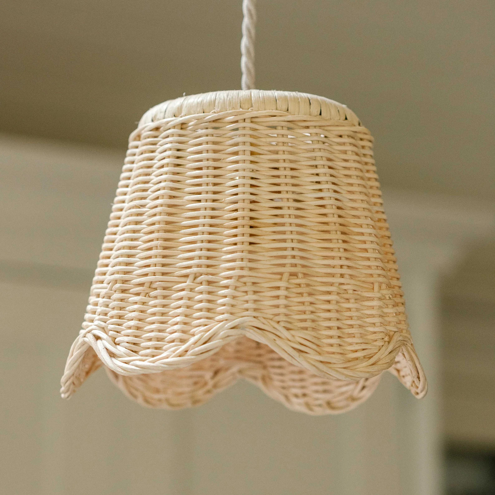 Rattan Scalloped Lampshade / Wicker Pendant Shade (Small) | Etsy (US)