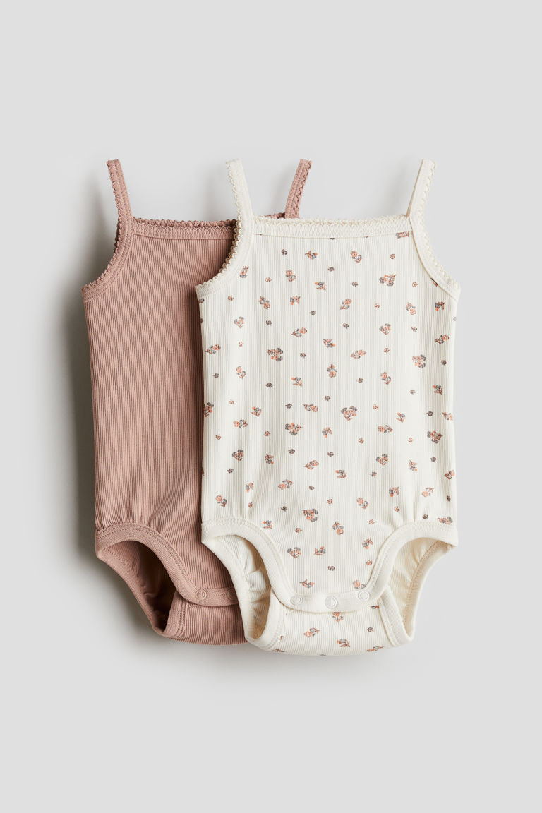 H & M - 2-pack Pima Cotton Jersey Bodysuits - Beige | H&M (US + CA)