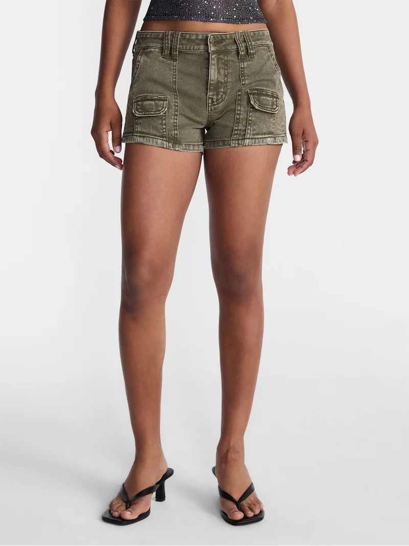 No Boundaries Cargo Seamed Short, Women's | Walmart (US)