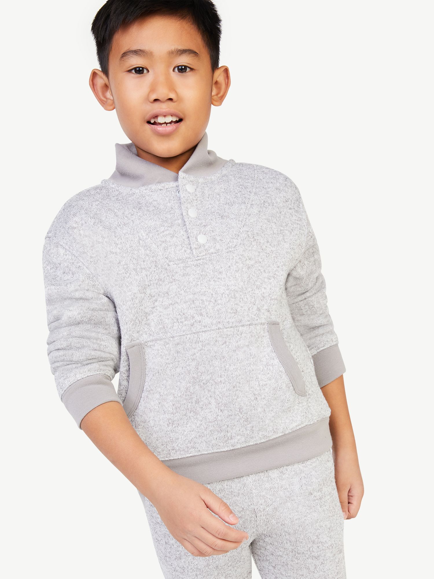 Free Assembly Boys Shawl Collar Henley Pullover, Sizes 4-18 | Walmart (US)