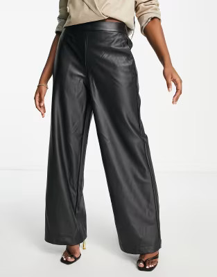 Vero Moda leather look wide leg pants in black | ASOS | ASOS (Global)