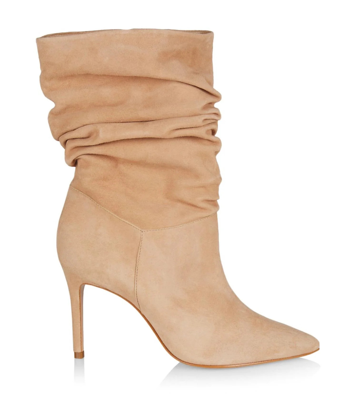 Ashlee Slouch High-Heel Booties In Honey Beige | Shop Simon