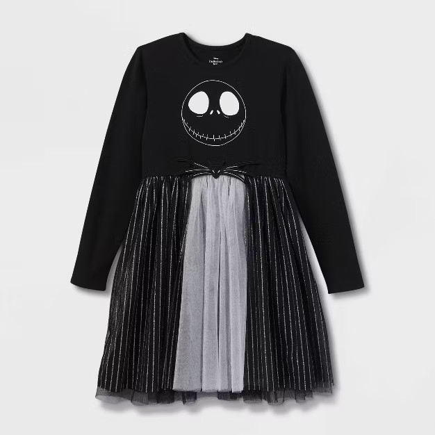 Girls' Disney The Nightmare Before Christmas Jack Skellington Tutu Dress - Black/White | Target