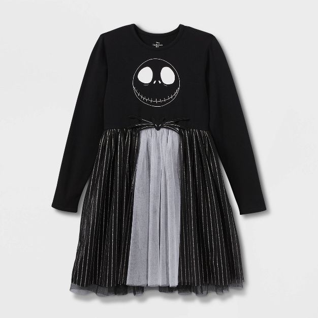 Girls' Disney The Nightmare Before Christmas Jack Skellington Halloween Tutu Dress - Black/White | Target