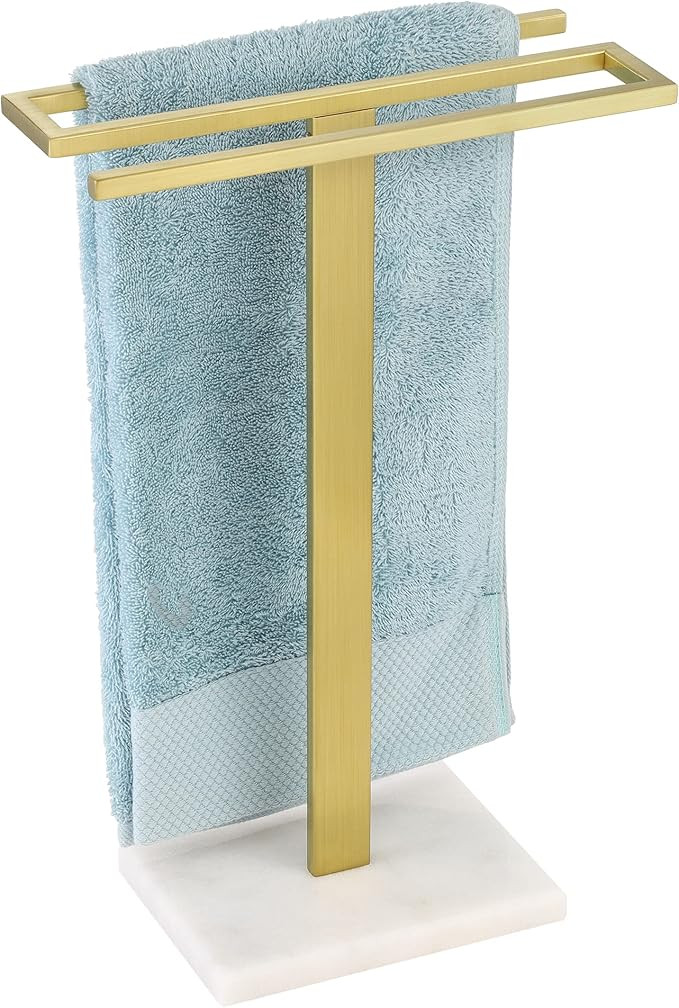 KES Gold Hand Towel Rack Stand with Marble Base, Towel Rack Free Standing Hand Towel Holder for B... | Amazon (US)