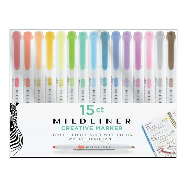 Zebra Mildliner Double Ended Highlighters, Fine and Broad Tip, Assorted Colors, Creative Marker, ... | Walmart (US)