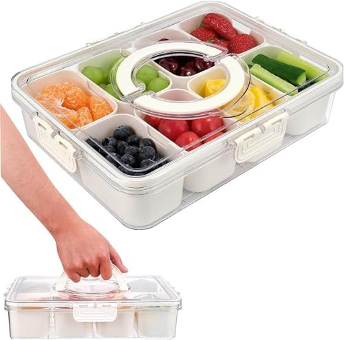 Bandesun Divided Serving Tray with Lid and Handle - Snackle Box Charcuterie Container for Portabl... | Amazon (US)