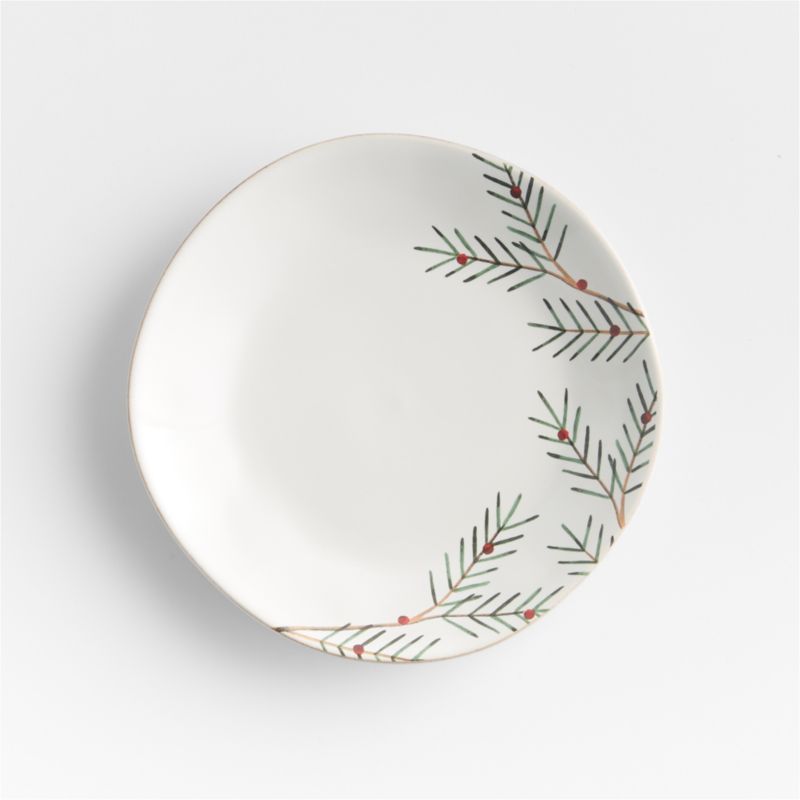 Marin Holiday Winter Pine Christmas Salad Plate + Reviews | Crate & Barrel | Crate & Barrel