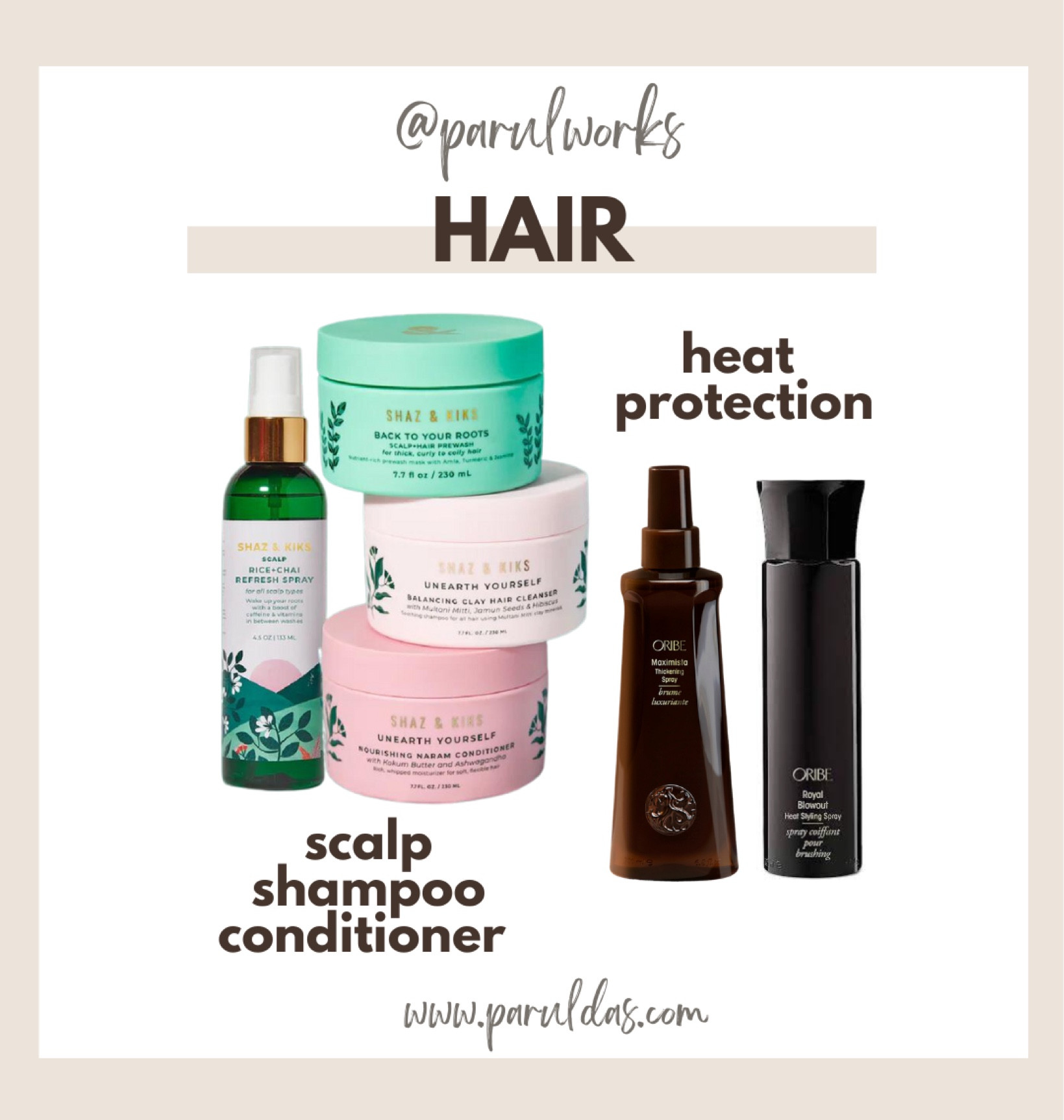 I have been really trying to work on my scalp health and not use too many clogging products. Shaz & Kiks trio of scalp cleanser, shampoo and conditioner has been the only product that I’ve seen a noticeable difference with. For heat protection, I’ve been using Oribe’s Maximista thickening spray. 

#LTKbeauty #LTKGiftGuide #LTKfindsunder100