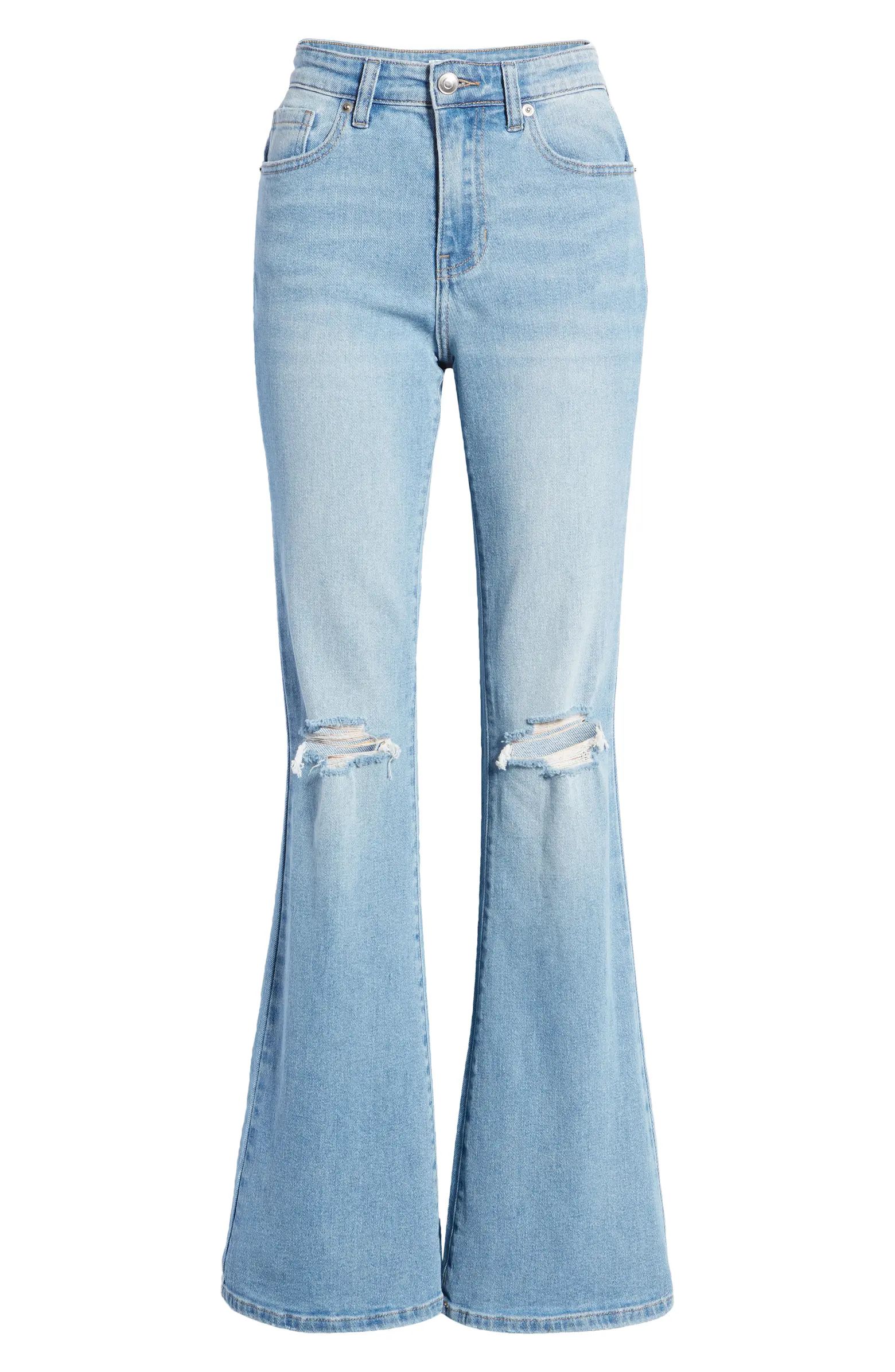 BP. Decon Ripped High Waist Stretch Denim Flare Jeans | Nordstrom | Nordstrom