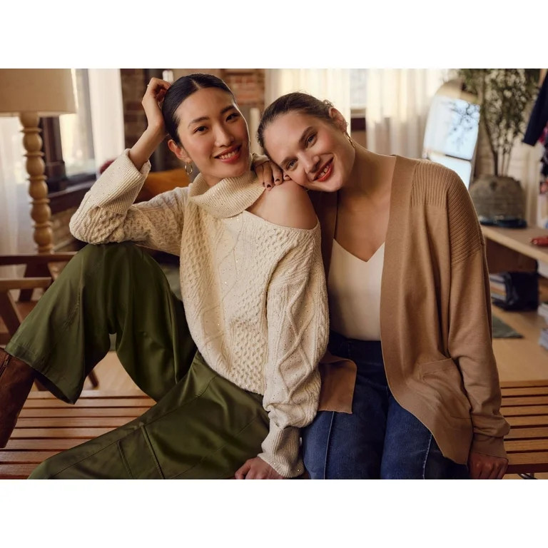 Sofia Jeans Women's Cozy Shine Sweater with Long Sleeves, Mid-weight, Sizes XS-XXXL | Walmart (US)