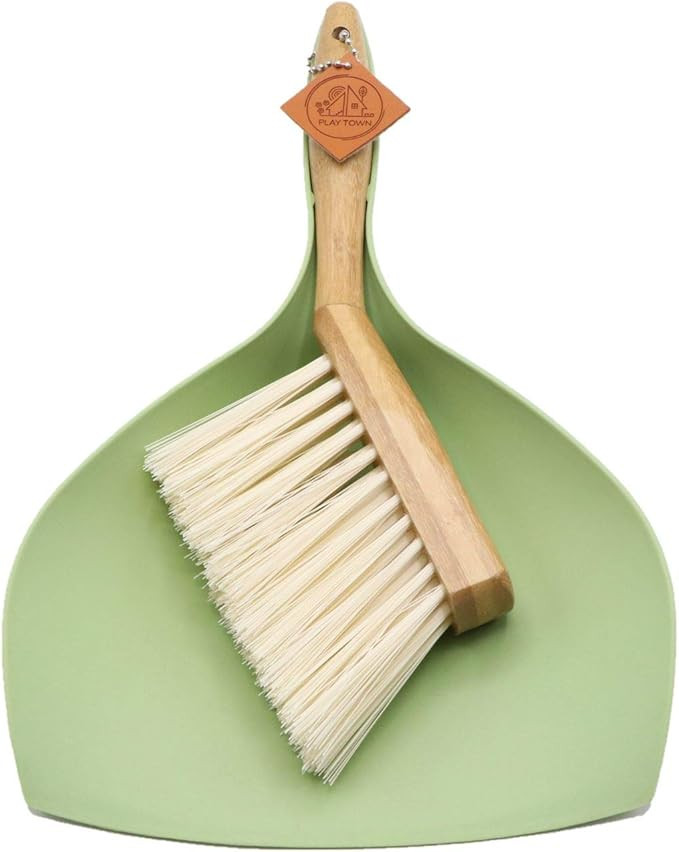 Play Town Your Little Helper Mini Bamboo Broom & Dustpan Set - Earth Friendly Angled Brush with M... | Amazon (US)