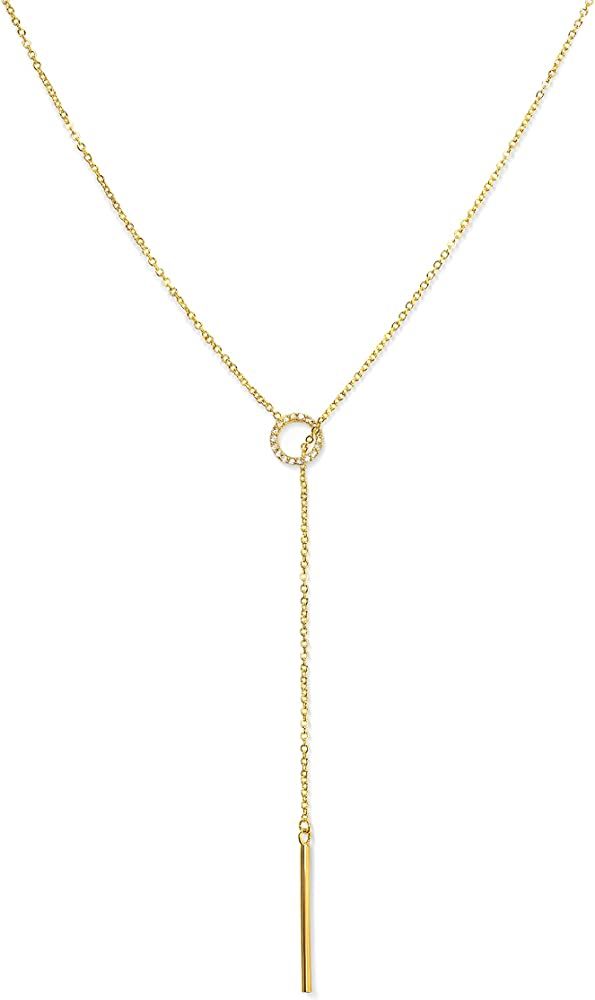 Gorgeous Y Necklace for Women, Gold Bar Necklace | Candace Cameron Designed Lariat Necklaces | Go... | Amazon (US)