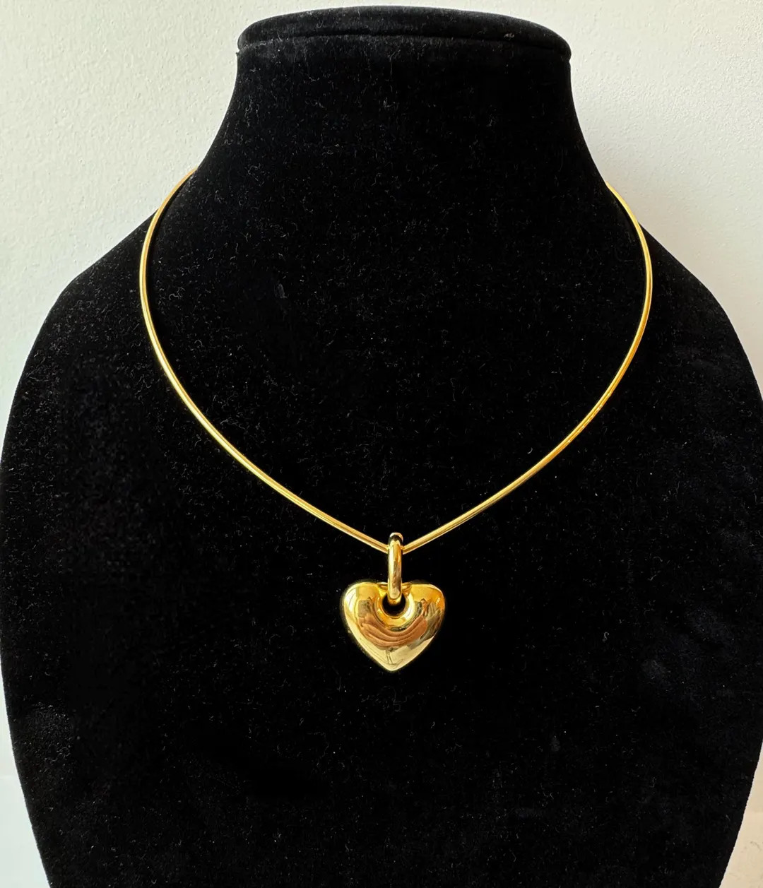 Vintage Puffy Heart Wire Necklace - Etsy | Etsy (US)