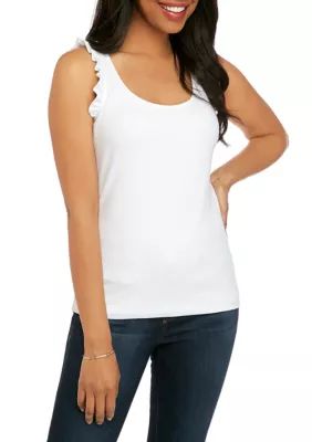 Crown & Ivy™ Women's Sleeveless Ruffle Tank - | Belk