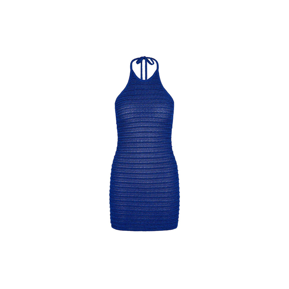 Metallic Knit Halter Mini Dress - Blue Lagoon | Kulani Kinis US
