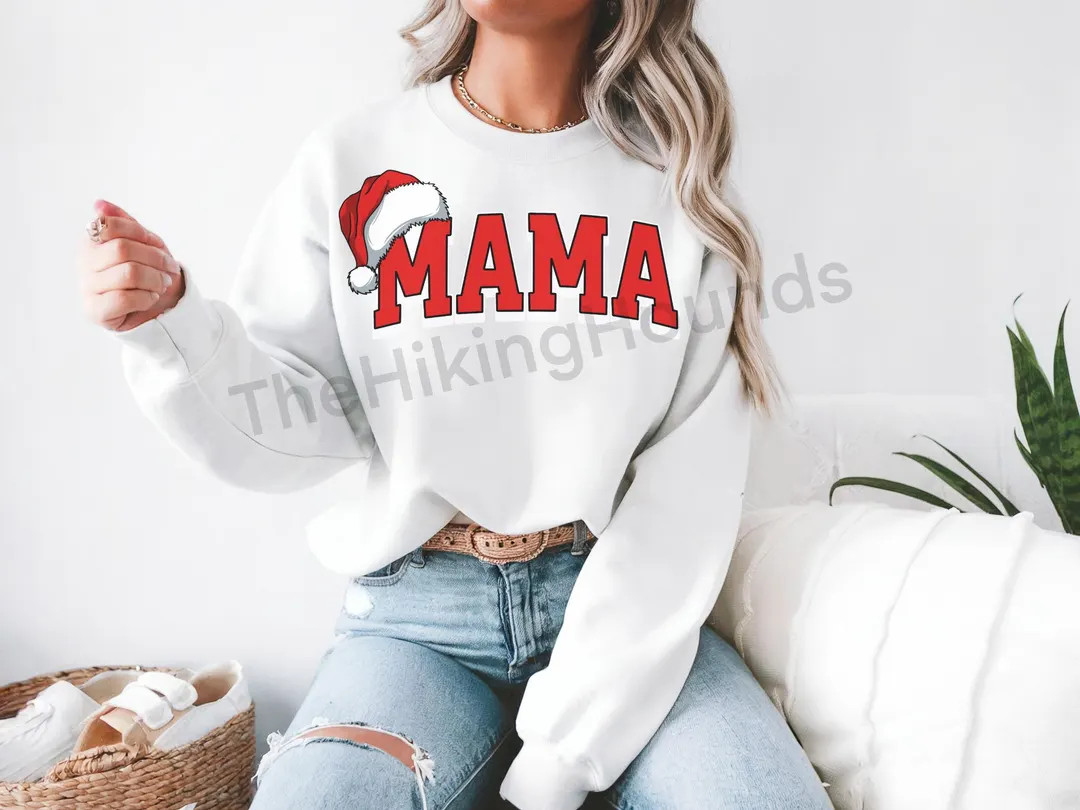 Mama Santa Hat Sweatshirt - Etsy | Etsy (US)