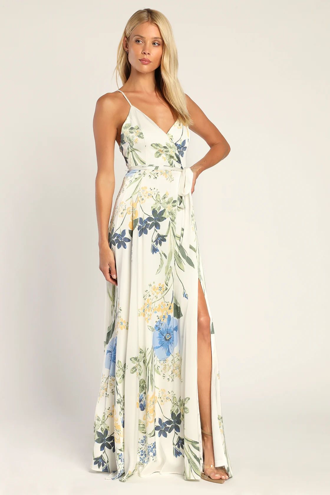 Still the One White Floral Print Satin Maxi Dress | Lulus (US)