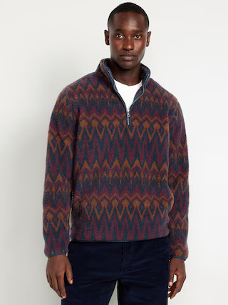 Printed Sherpa Quarter-Zip Pullover | Old Navy (US)