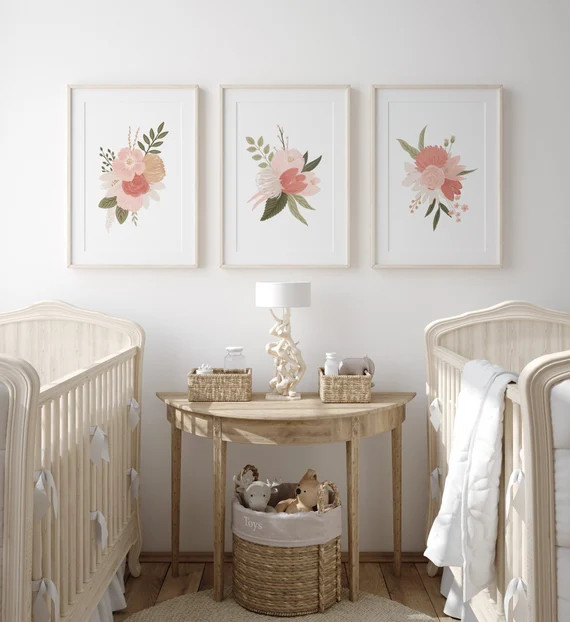 Floral Nursery Prints Set of 3 Floral Girl Nursery Decor | Etsy | Etsy (US)