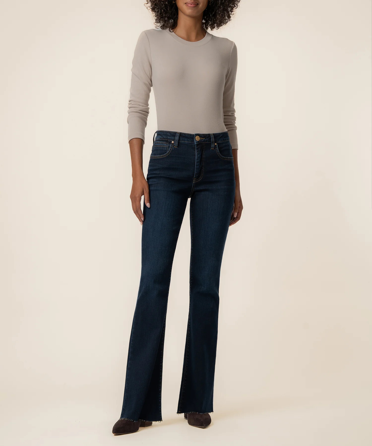 Ana High Rise Flare, Petite in Wave Wash | Kut From Kloth