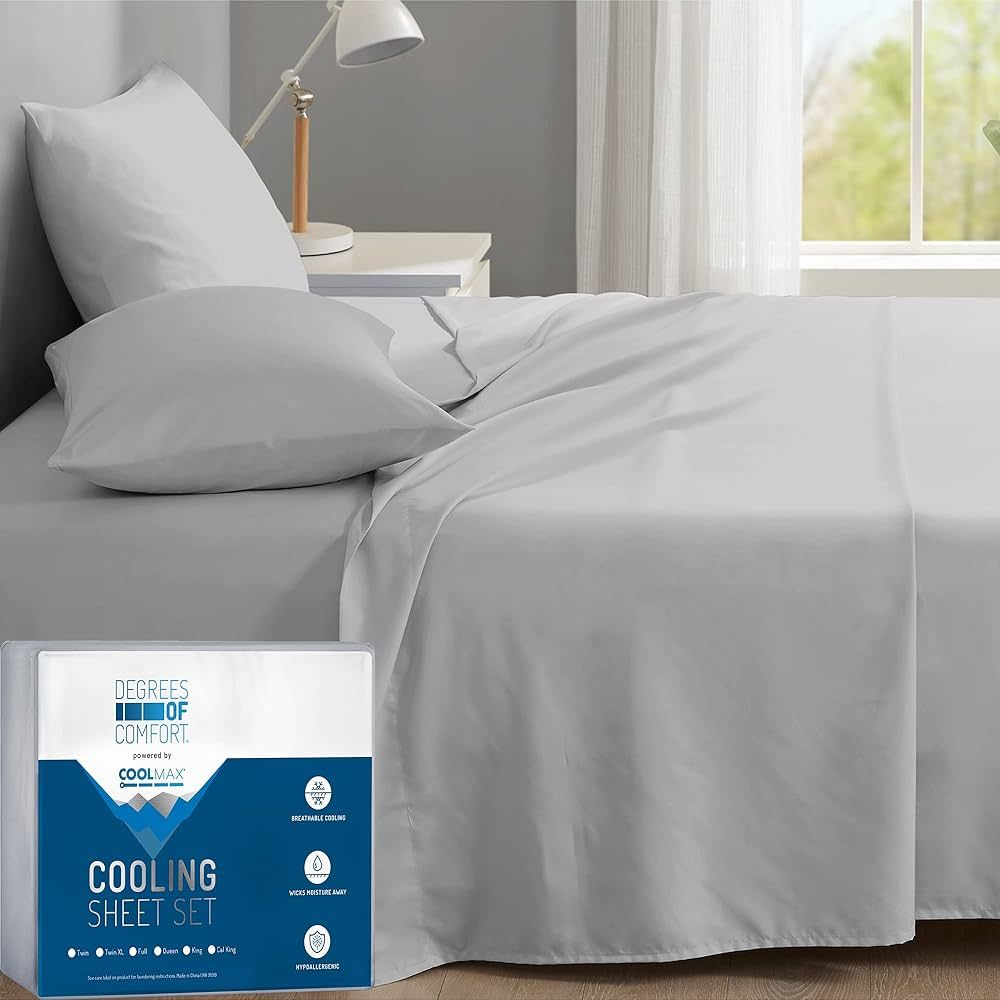 Amazon.com: DEGREES OF COMFORT Coolmax Cooling Sheets | Queen Size Bed Sheet Set for Hot Sleepers... | Amazon (US)