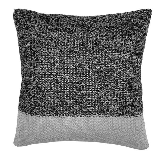 My Texas House Cassia 18" x 18" Farmhouse Black Sweater Knit Cotton Square Decorative Pillow Cove... | Walmart (US)