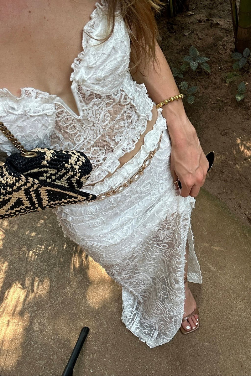 Vienna White Lace Corset Top | 12th Tribe