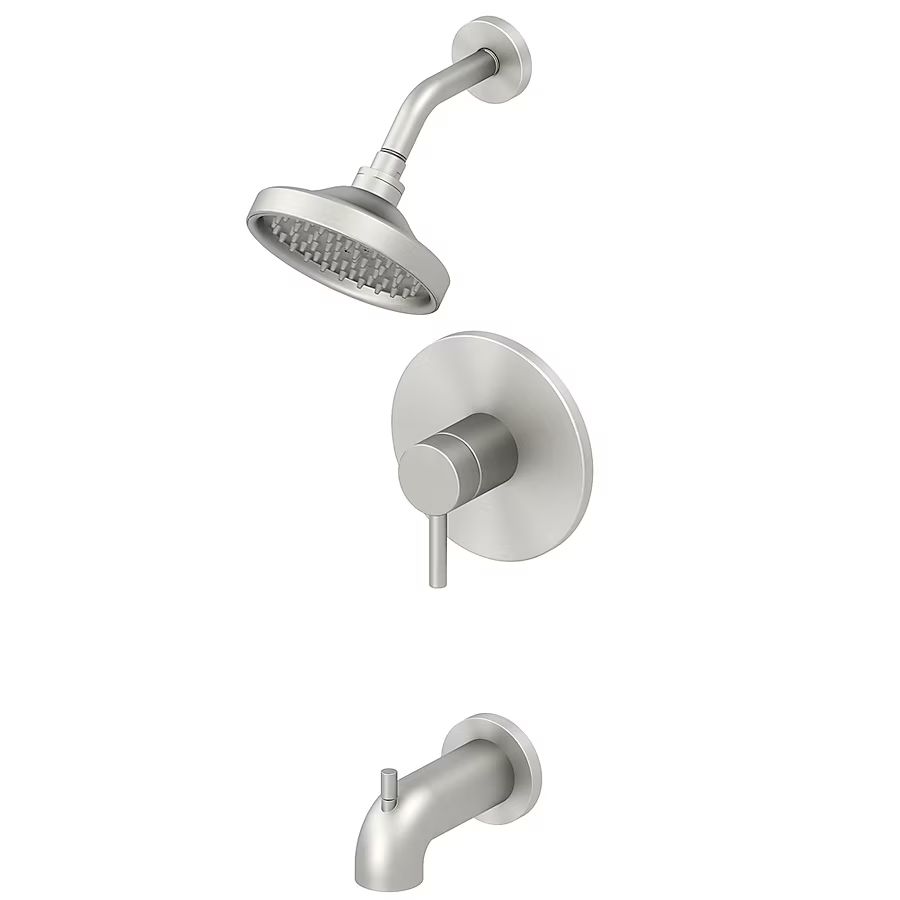 allen + roth  Harlow Brushed Nickel Pvd 1-handle Bathtub and Shower Faucet Valve Included | Lowe's