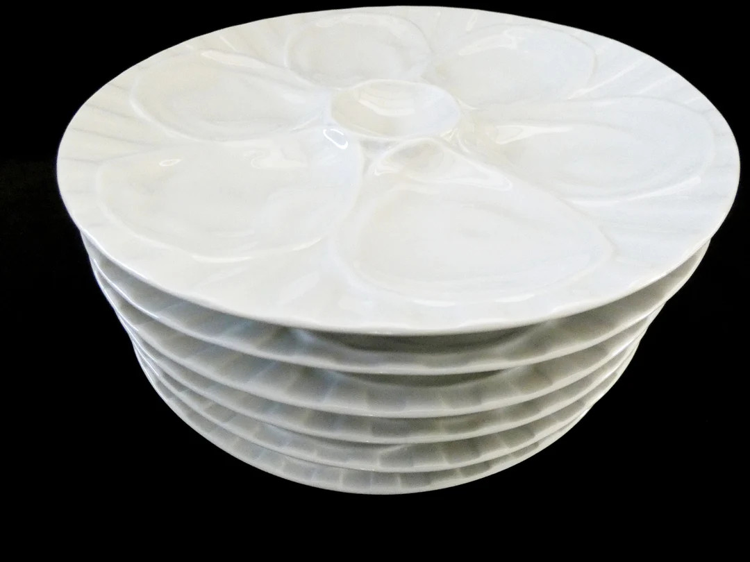 6 Vintage French Pillivuyt Oyster Plates, White Oyster Platter, Porcelain Oyster Serving Plates S... | Etsy (US)