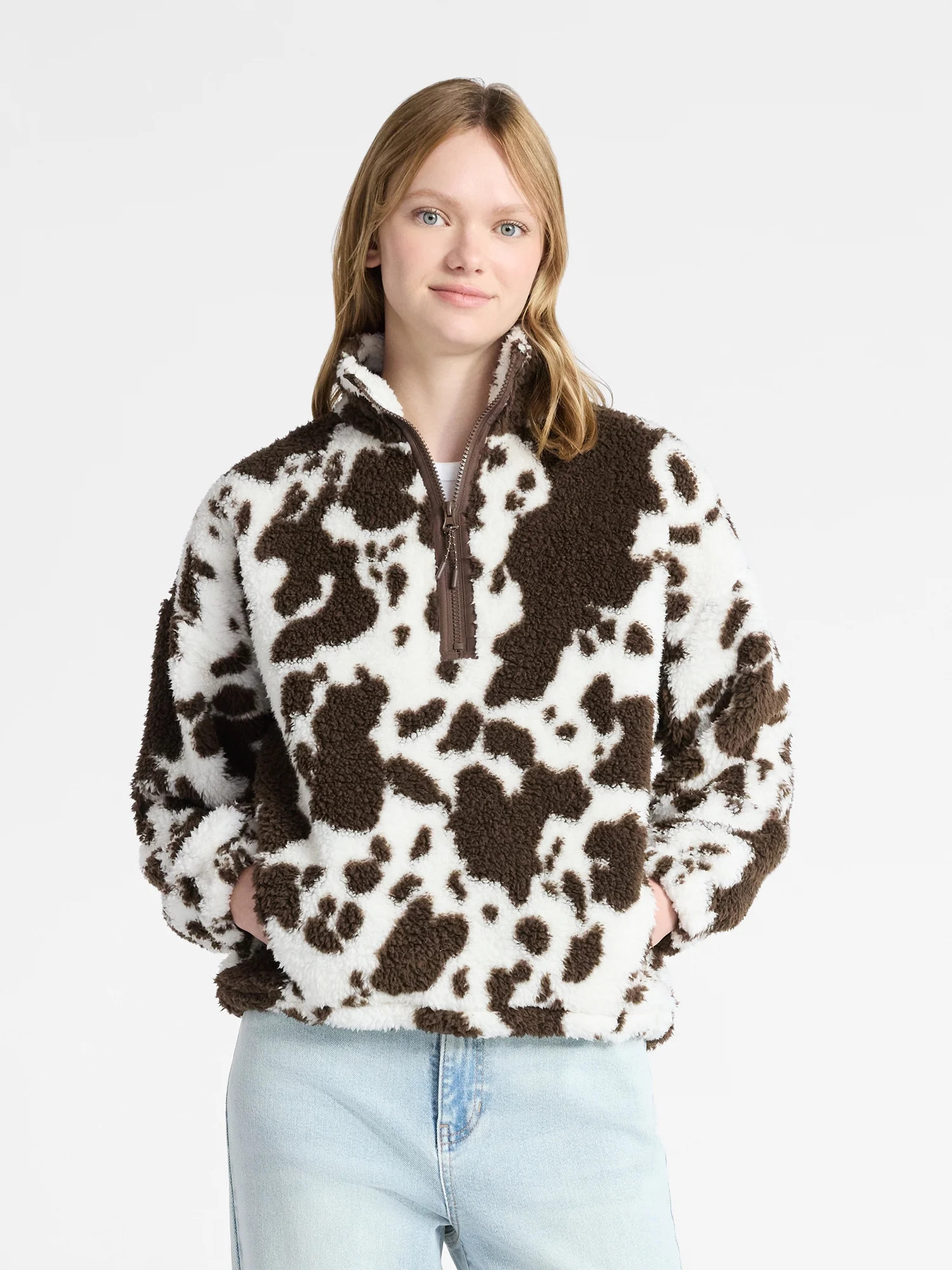 No Boundaries Plush Half-Zip Pullover, Women's | Walmart (US)