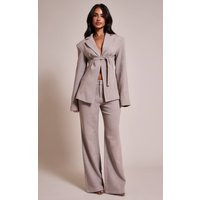 Petite Ash Grey Wide Leg Tailored Trousers Co-ord | PrettyLittleThing US