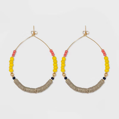 Beaded Wire Hoop Earrings - A New Day™ | Target