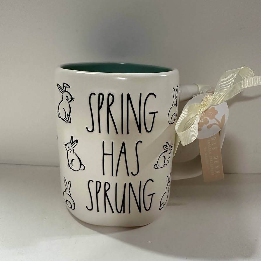 Rae -SPRING HAS SPRUNG Coffee Mug Allside White, Bunny Figures EASTER MUG- Dunn By Magenta | Amazon (US)