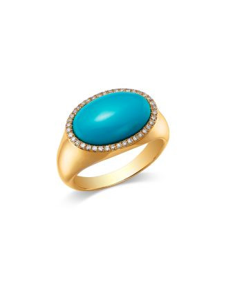 Turquoise & Diamond Halo Ring in 14K Yellow Gold | Bloomingdale's (US)