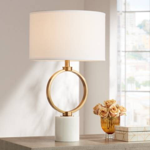 Possini Euro Loop 27 1/2" Gold and White Marble Table Lamp - #616H1 | Lamps Plus | Lamps Plus