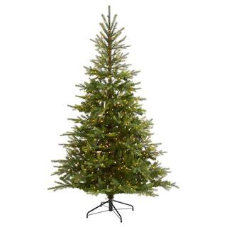 Nearly Natural 7 ft. Pre-Lit North Carolina Spruce Artificial Christmas Tree with 450 Clear Light... | The Home Depot