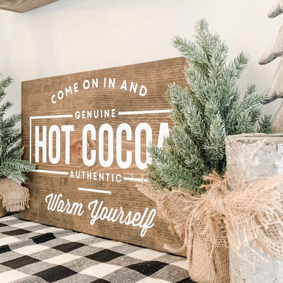 Hot Cocoa Sign | Hot Cocoa Bar Sign | Hot Chocolate Bar | Wood Signs | Farmhouse Signs | Rustic S... | Etsy (US)