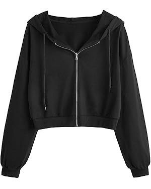 SOFIA'S CHOICE Cropped Zip Up Hoodie Women Long Sleeve Crop Sweatshirts Jackets | Amazon (US)