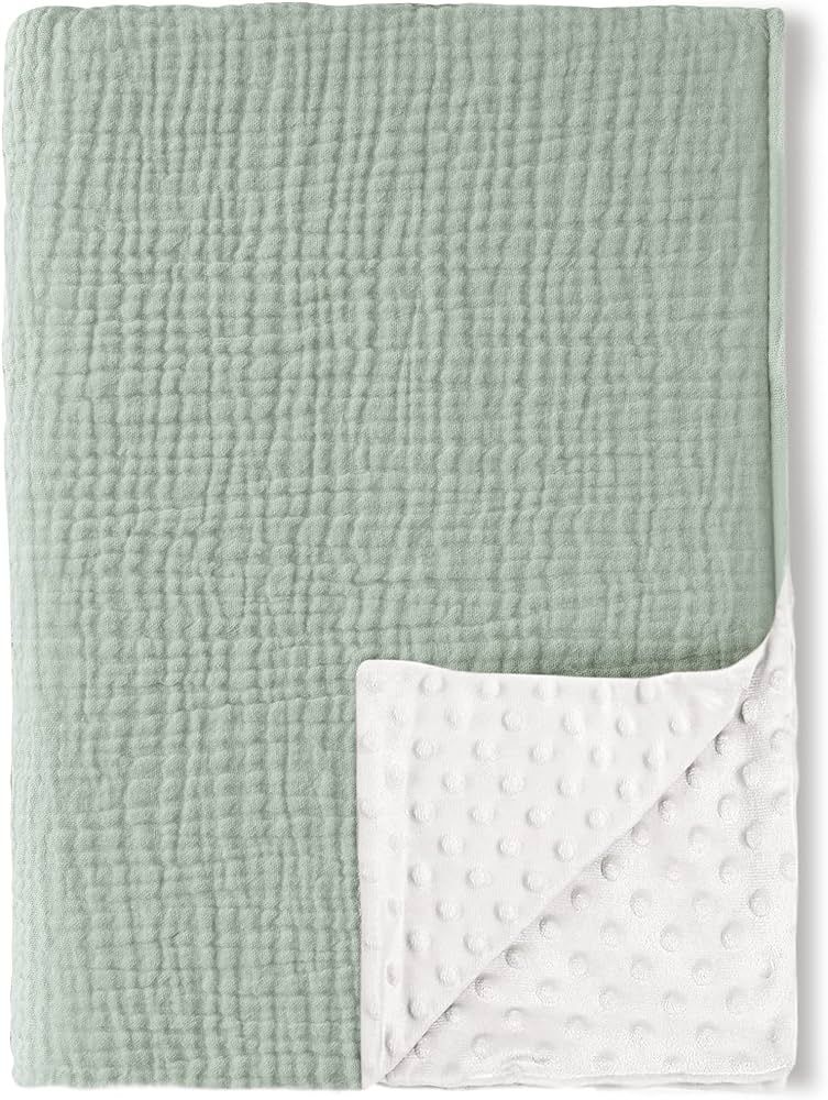 Konssy Baby Blankets for Unisex Boys Girls, Super Soft Nursery Minky Blankets with Muslin Cotton ... | Amazon (US)