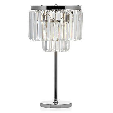 Luxe Crystal Table Accent Lamp Crystal Nickel Plated Iron Frame Glass Fringe Table Lamp | Amazon (US)