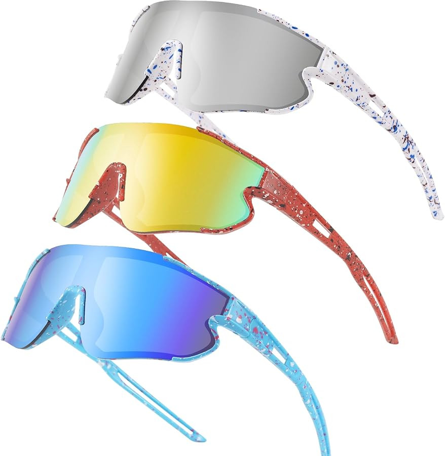 3PACK Kids Sunglasses Youth Baseball Sunglasses for 4-12 Boys Girls Cycling Softball Running UV40... | Amazon (US)